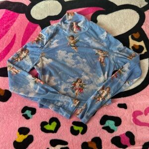 Blue Angel Print Long Sleeved Top